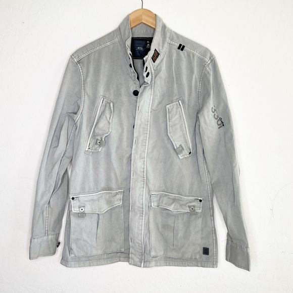 G STAR RAW delta canvas overshirt light grey army military style - Picture 1 of 11